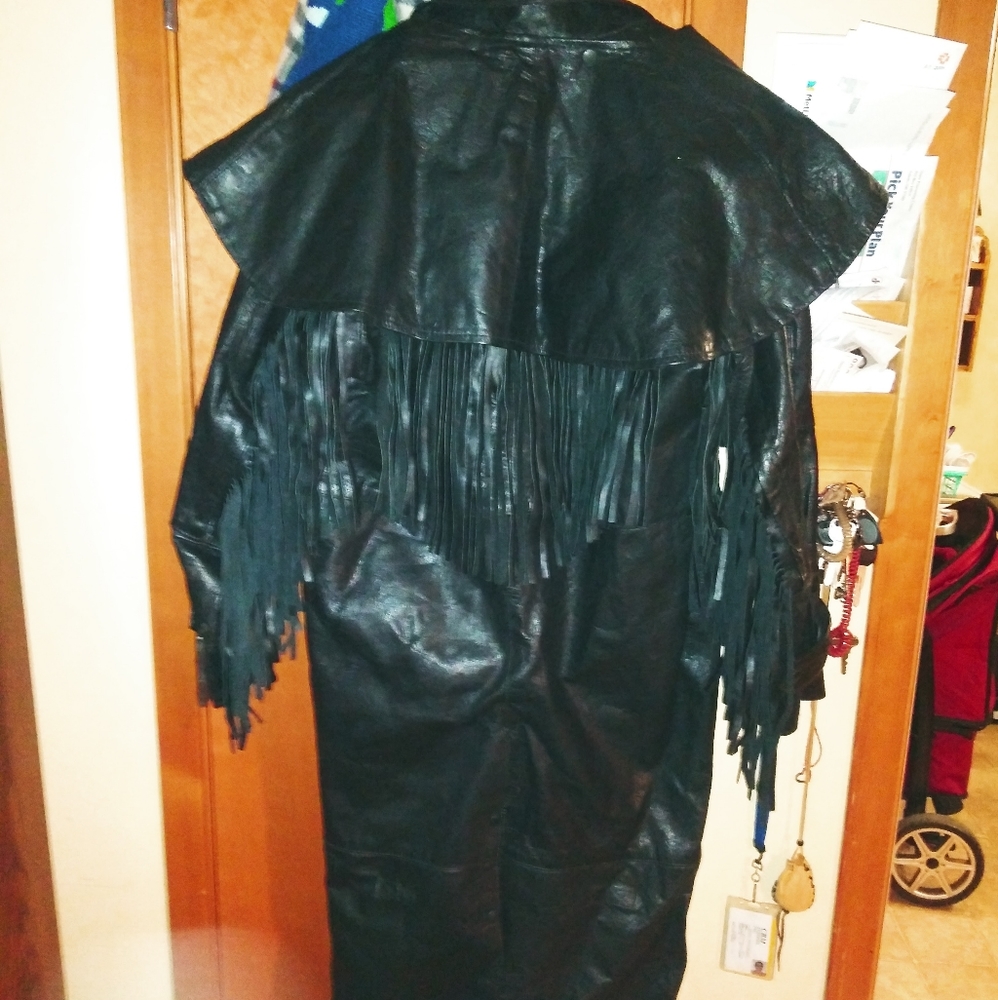 Long leather trench coat